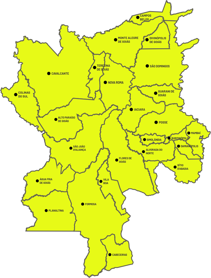 Mapa dos municípios de atuação do CISBANGO